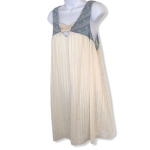 Flying Tomato Dress Flowy Cream Blue